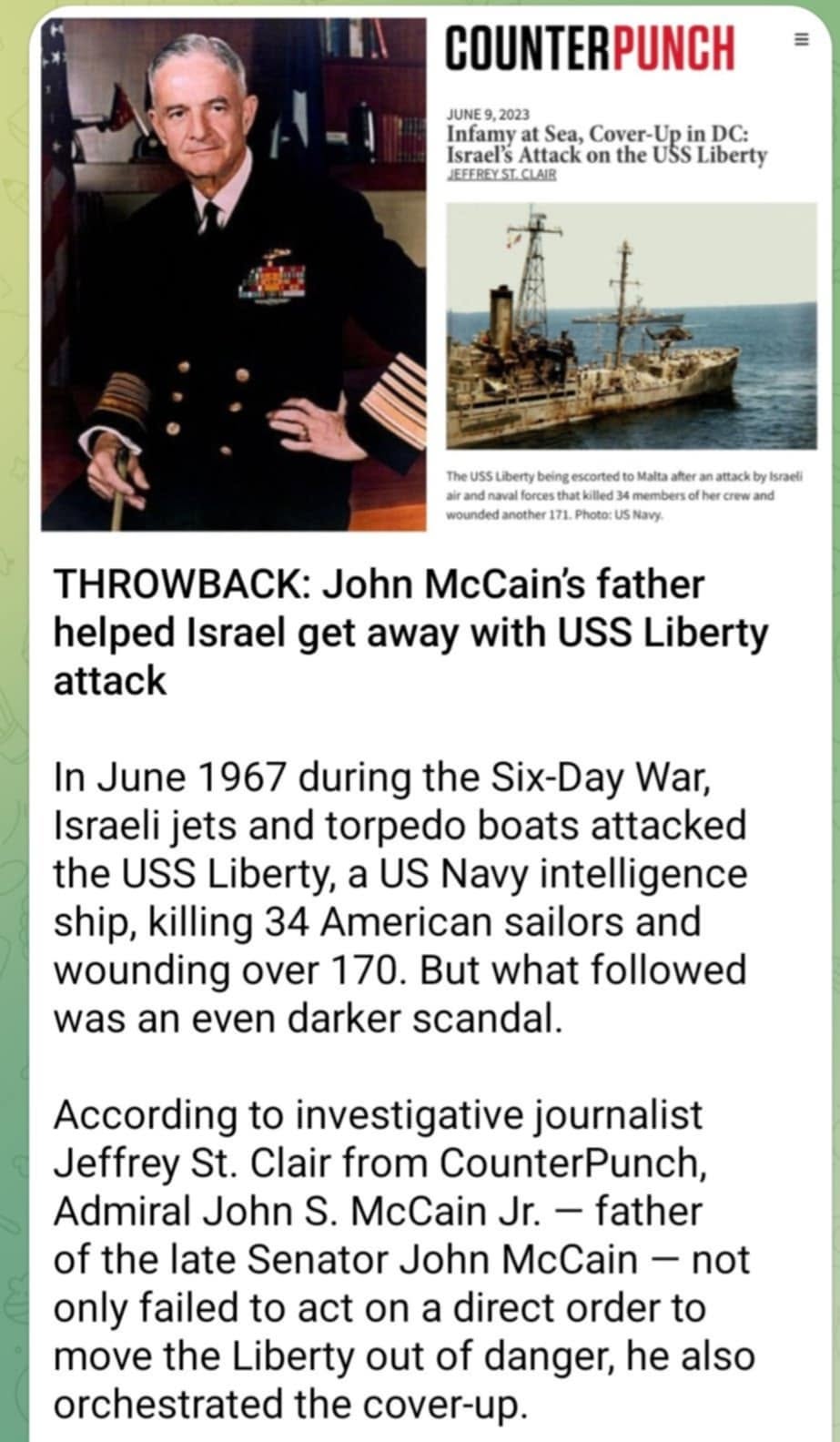 Pappa McCain & USS Liberty