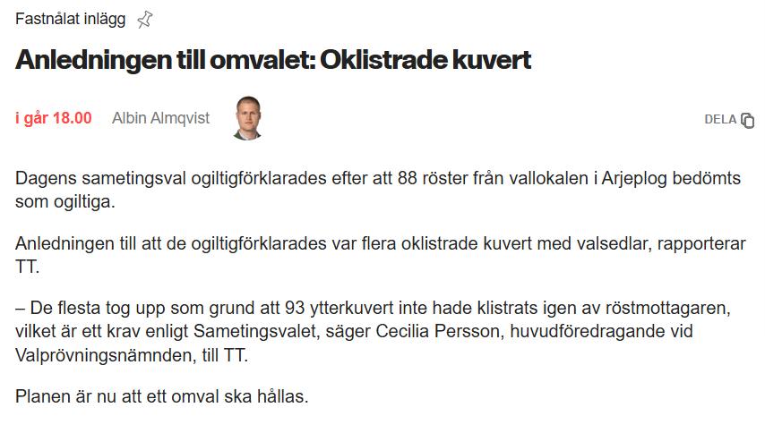 Ogiltigförklarat Sametingsval