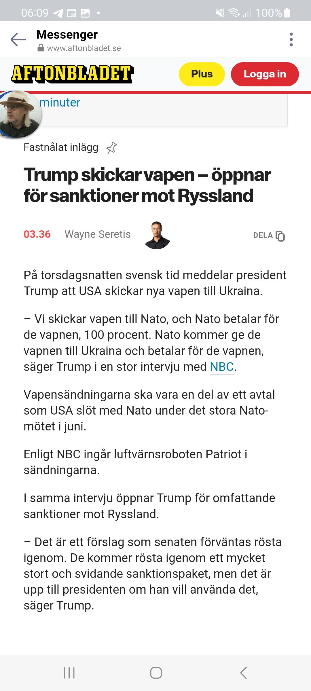 Trump Skickar Vapen Till Ukraina
