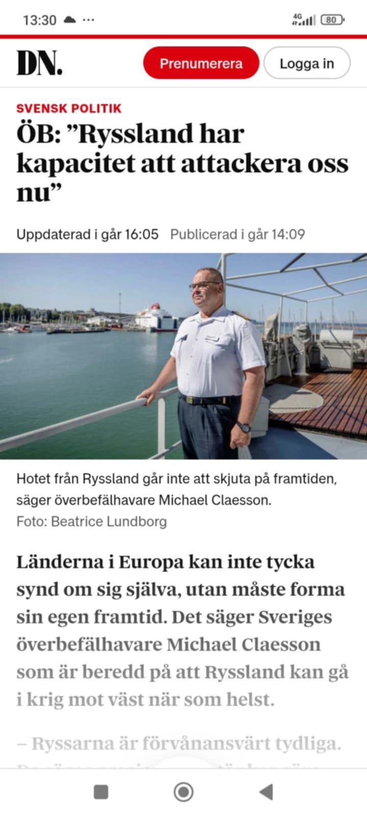 ÖB Claesson Om Rysk Attackkapacitet