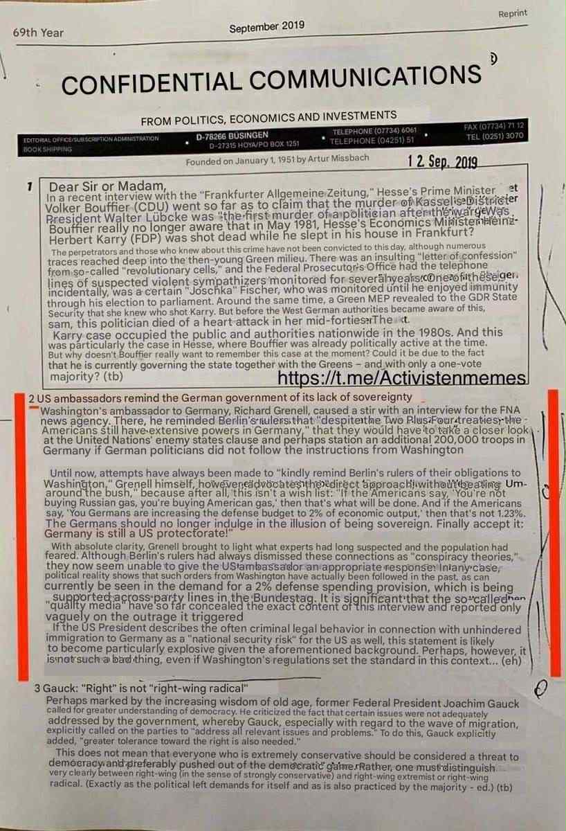 Amerikansk Påminnelse Till Tyskland