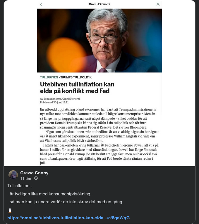 Utebliven Tullinflation..