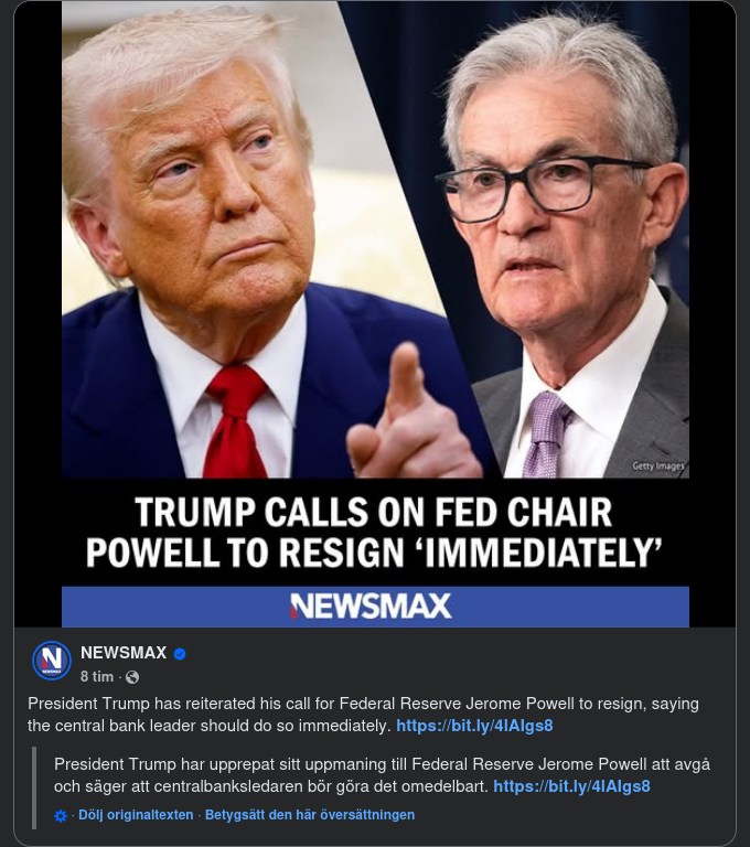 Trump Vill Att Powell Avgår Omgående