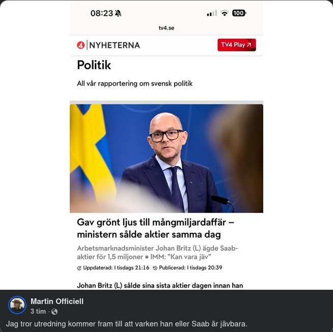 Aktiehandlande Arbetsmarknadsminister