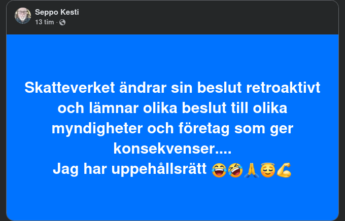 Retroaktivt Ändrande Skatteverk & Uppehållsrätt