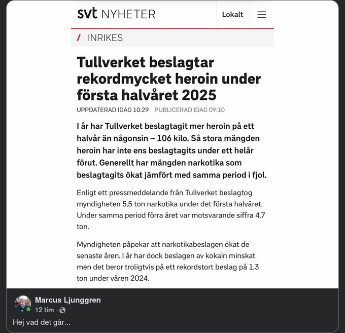 Tullen Ökar Narkotikabeslagen Generellt & Heroin I Synnerhet