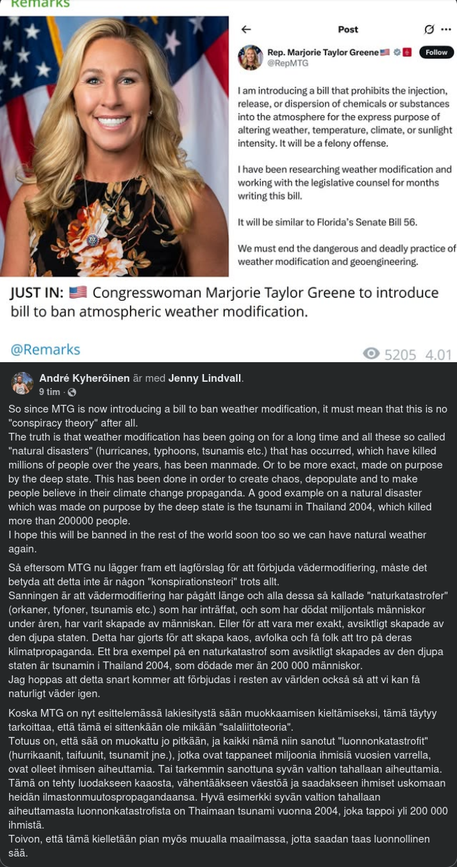 Lagförslag Från MTG Om Förbud Mot Utsläpp För Vädermodifikation