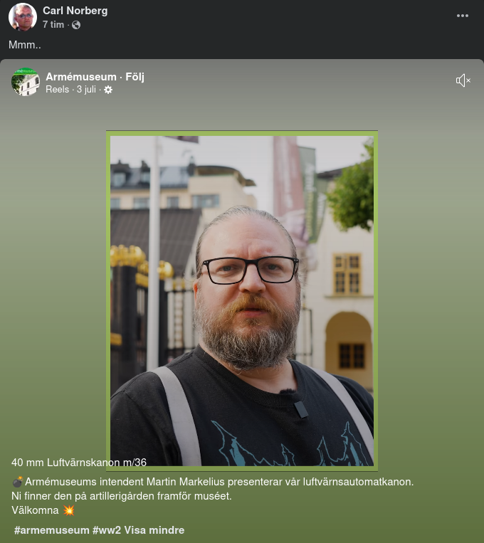 Presenterad Luftvärnsautomatkanon