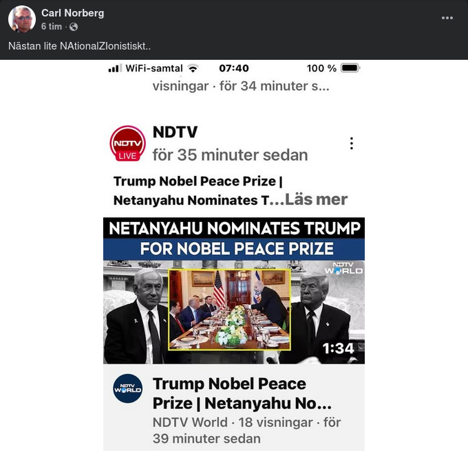 Bibi Nominerar Trump Till Nobels Fredspris