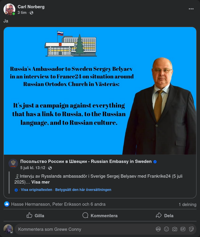 Rysslands Svenska Ambassadör I Fransk Media