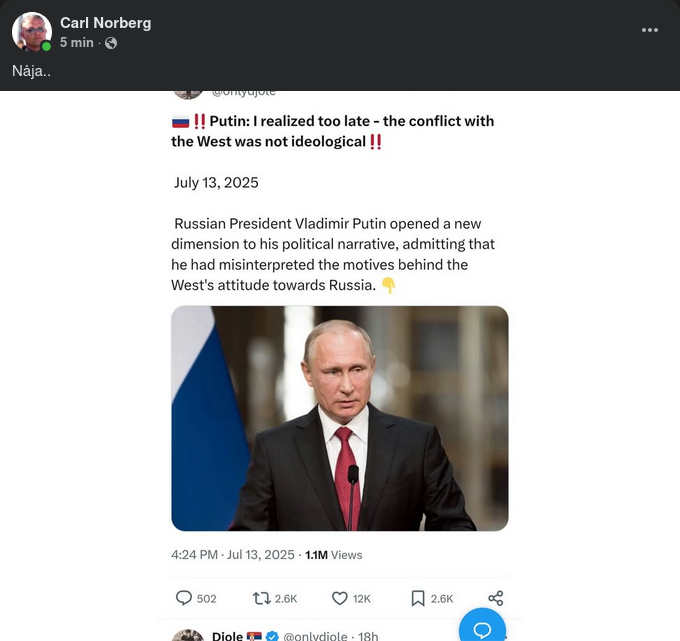 Insiktströg Putin..