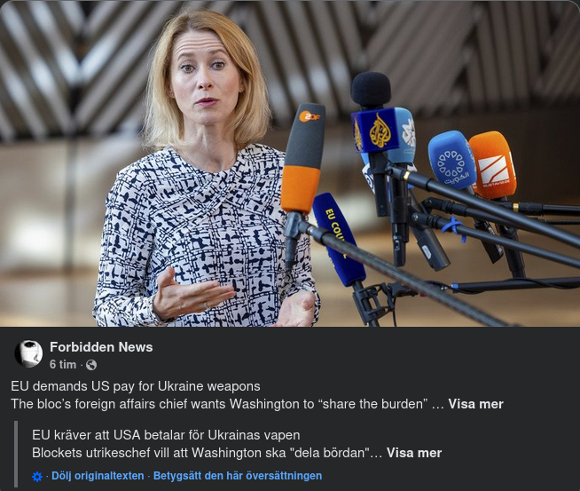 Kallas Vill Se USA Betala