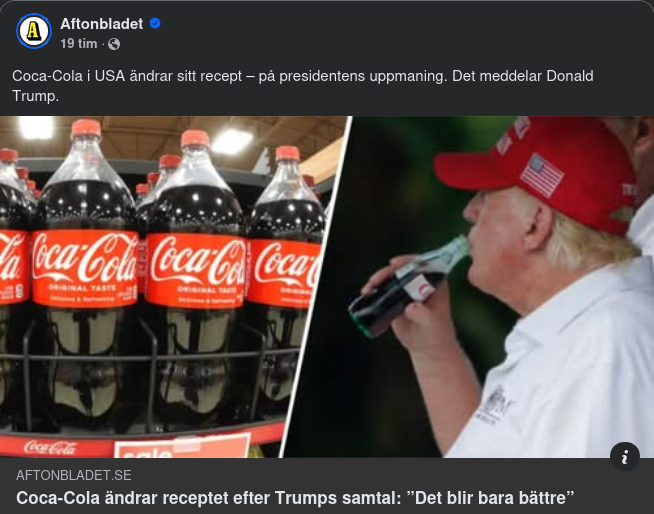 Trump får Coca-Cola Att Ändra I Receptet