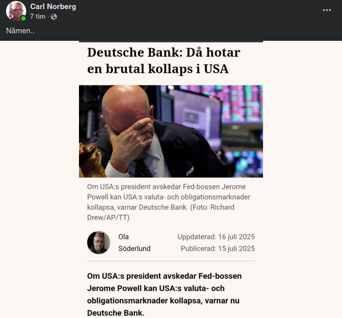 Deutsche Bank Kollapsvarnar Vid Powell-Avskedande