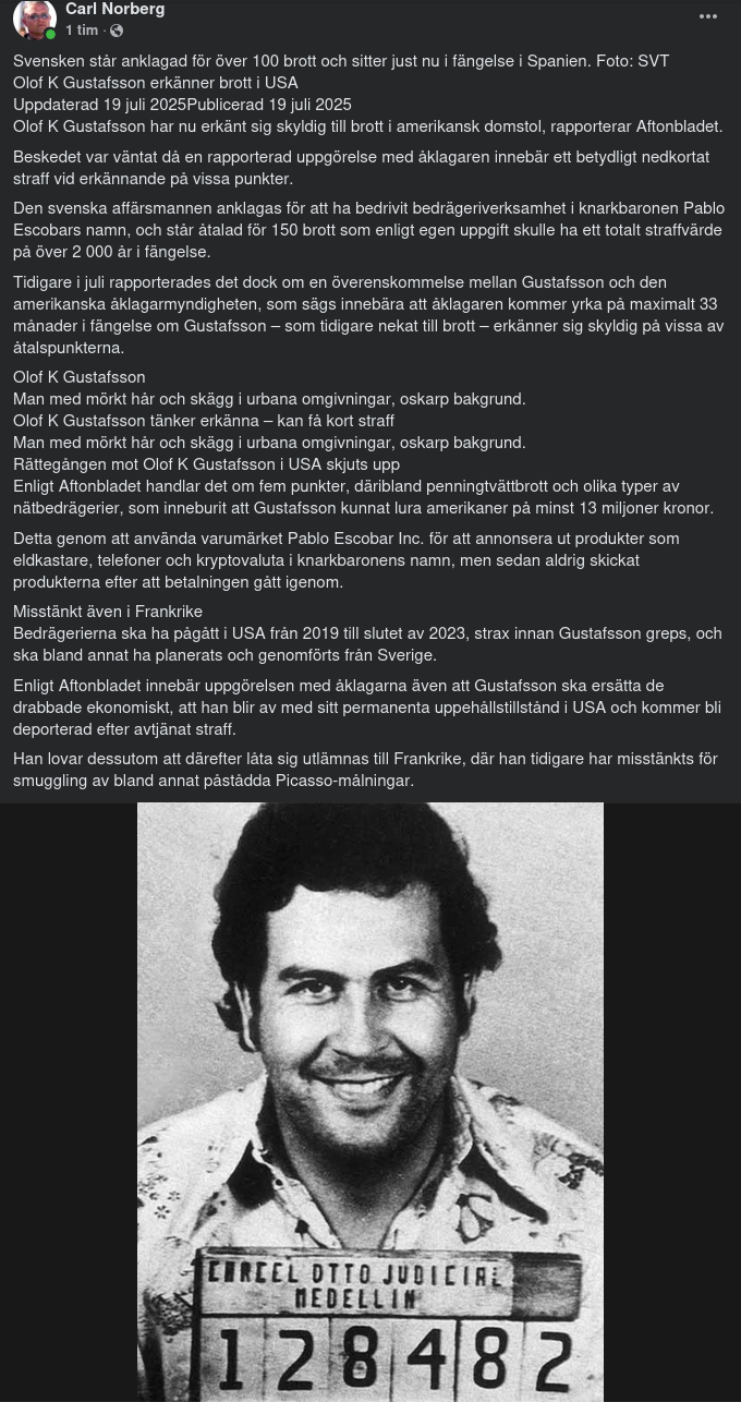 Olof K Gustafsson Erkänner Brott I USA
