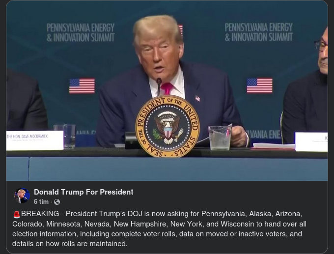 Trump Efterfrågar Valinformation & Röstlistor Av 9 Delstater