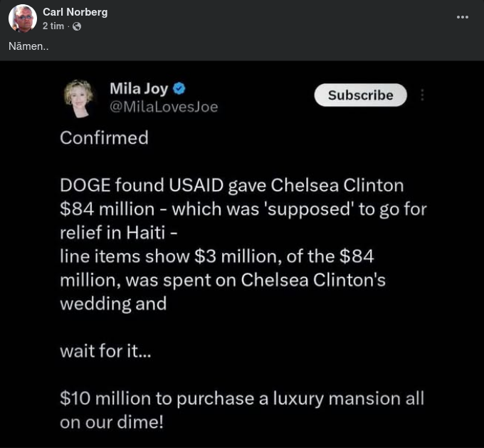 Finansierad Chelsea Clinton