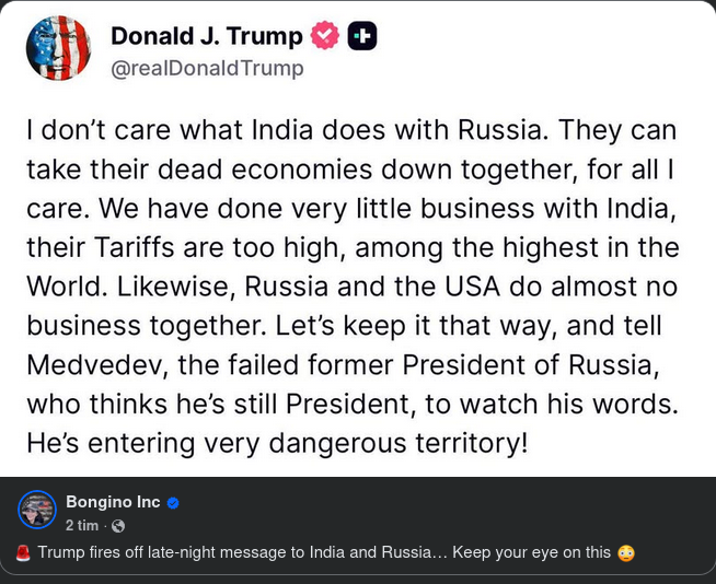 Trump, Indien, Ryssland & Medvedev