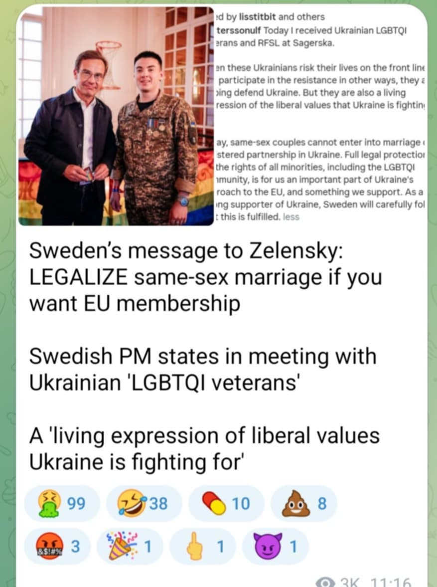 Svenskt Budskap Till Zelensky; Legalisera Homoäktenskap För EU-Medlemskap
