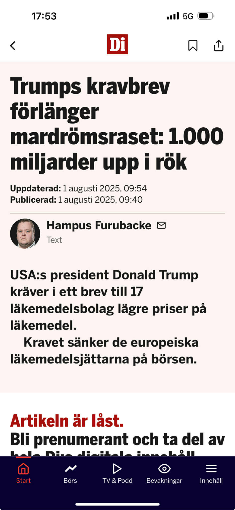 Kravbrev Från Trump Till 17 Läkemedelsbolag