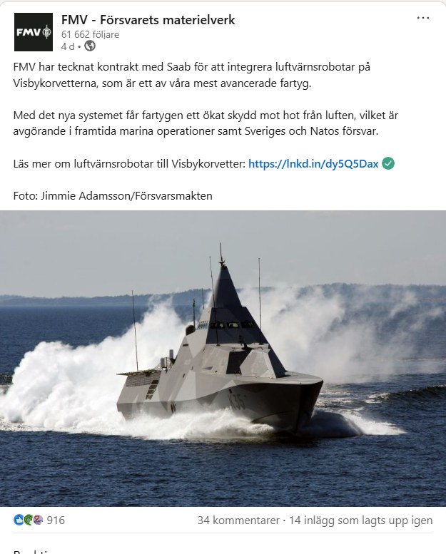 Luftvärnsrobotar För Visbykorvetterna