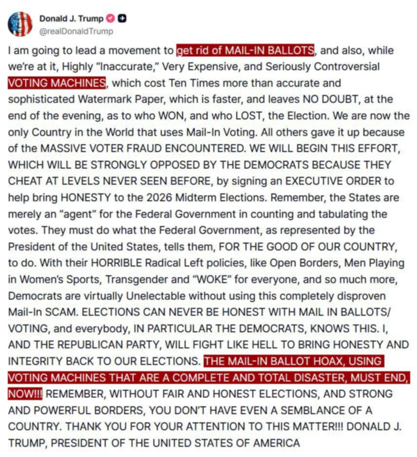 Trump-Ledd Rörelse Mot Poströster & Röstningsmaskiner