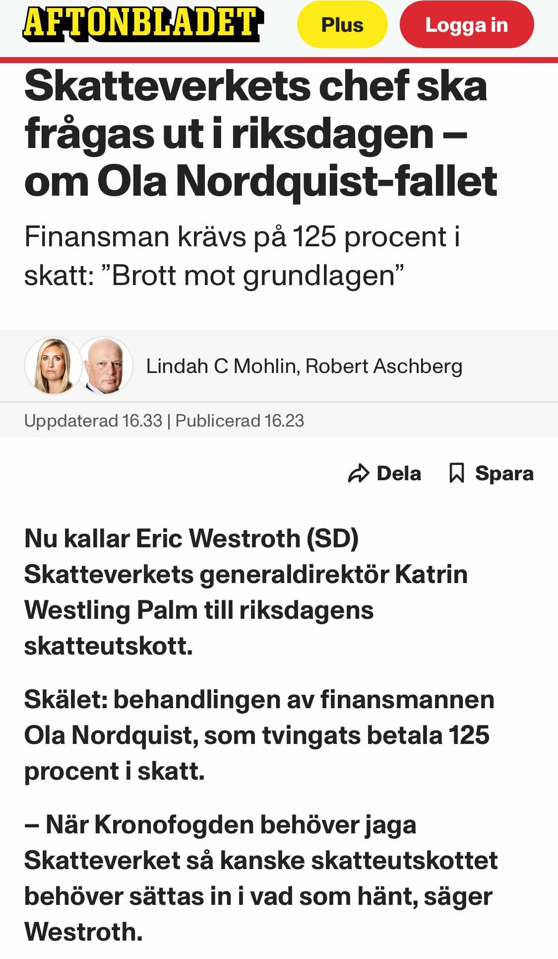 Skatteverkschef Frågas Ut Efter 125% Skatt