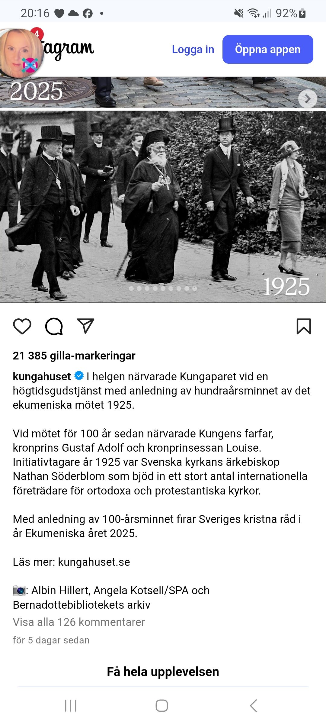 Kunglig Gudstjänstnärvaro Vid Hundraårsminne