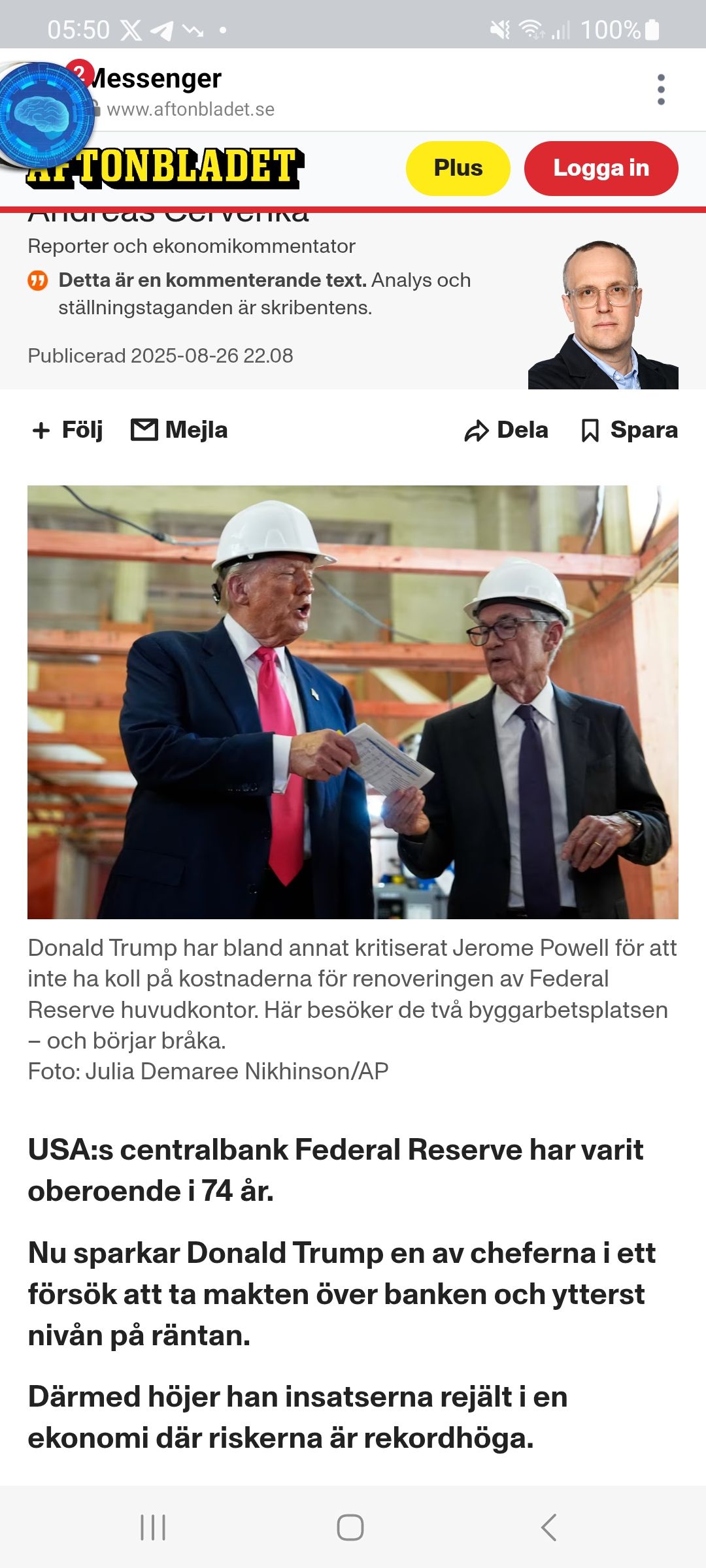 Cervenka Med Oberoende FED & Trump Samt  Grokanalys