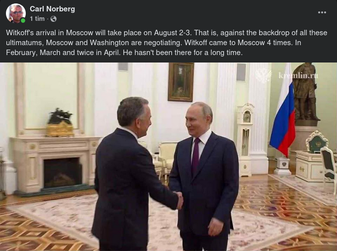 Witkoff I Moskva 2 & 3 Augusti