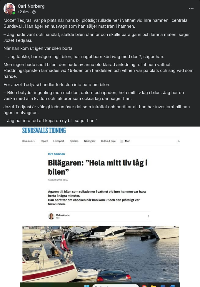 Hela Livet Med Bilen I Vattnet