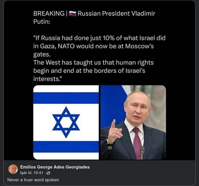 Putin Om Israels Gärningar I Gaza