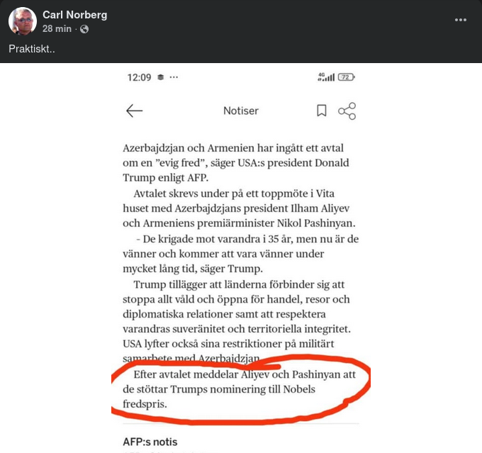 Nobelprisstöttad Trump