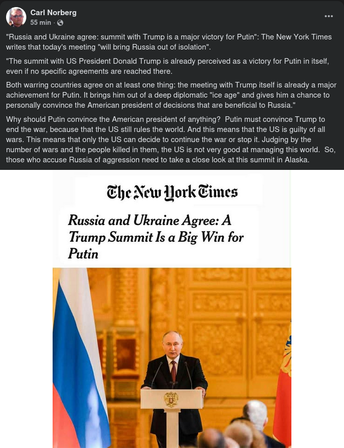 Ryssland & Ukraina Överens Om Storvinst För Putin I NYT