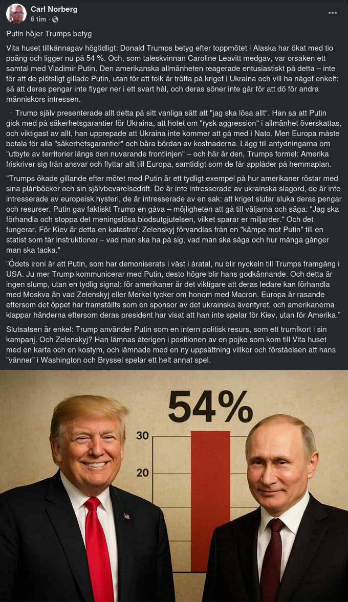 Ökat Betyg För Trump Efter Alaska