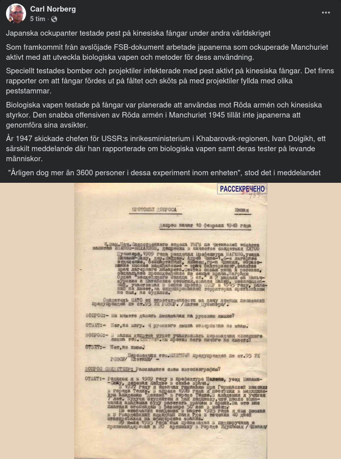 Japanska Pesttester På Kinesiska Krigsfångar Under WWII