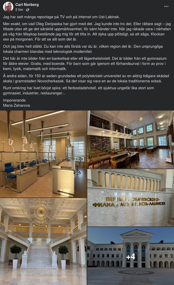 Zakharova Imponeras Av Deripaskas Gärning