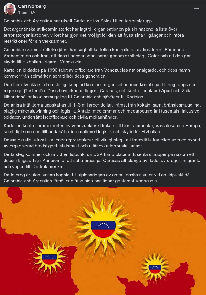 Colombia & Argentina Terroristklassar Cartel de los Soles