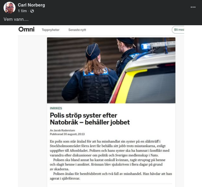 Systerstrypande Polis Behåller Jobbet