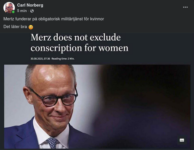 Merz Funderar På Kvinnlig Tysk Militärtjänst