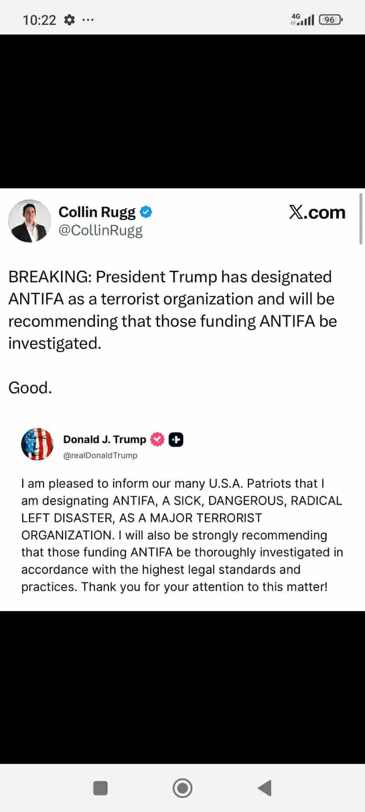Trump Terrorklassar Antifa