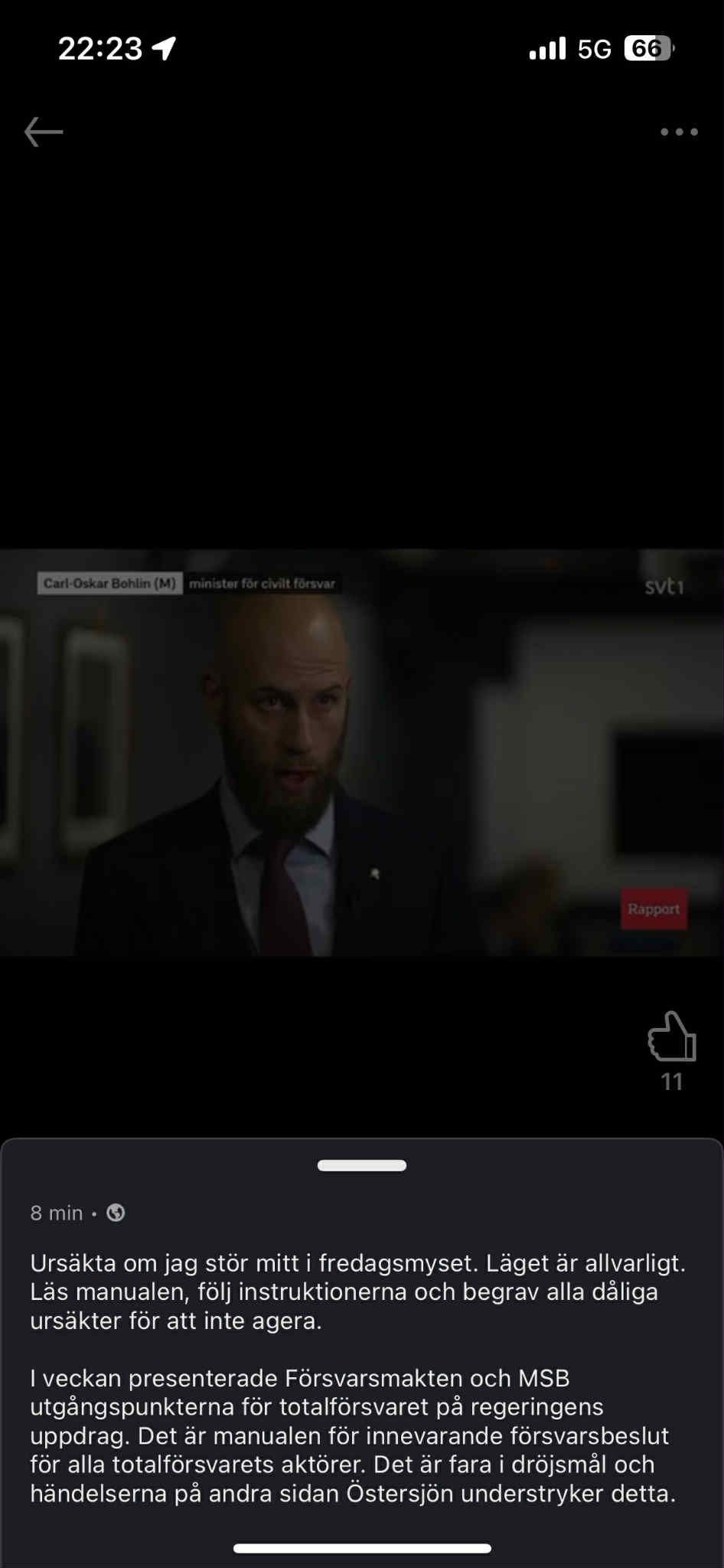 Carl-Oskar Ursäktar Fredagsmysstörning