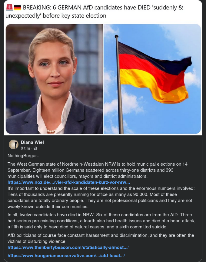 Sex Plötsligt & Oväntat Döda AfD-Kandidater