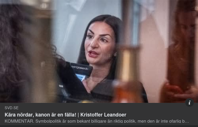Om Svensk Kulturkanon I SvD