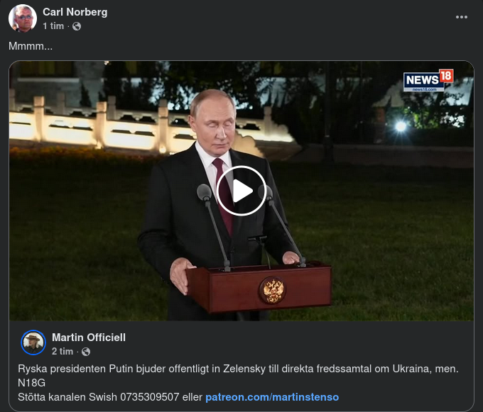 Putin Bjuder In Zelensky Till Moskva