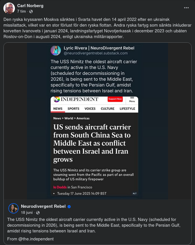 USS Nimitz Rör På Sig