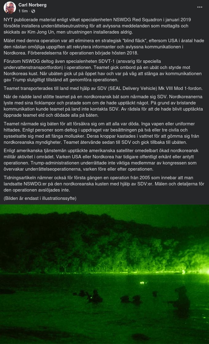 Amerikansk Operation I Nordkorea 2019 Enligt NYT