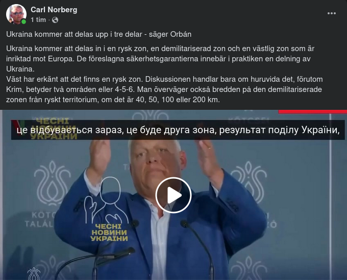 Tredelat Ukraina Säger Orbán