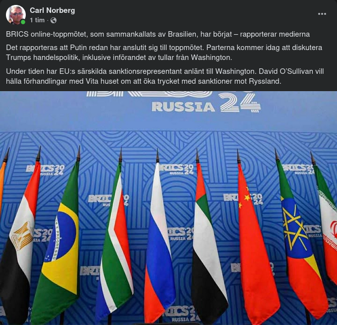 BRICS-Möte Online EU-Sanktionsrepresentantsmöte I Washington