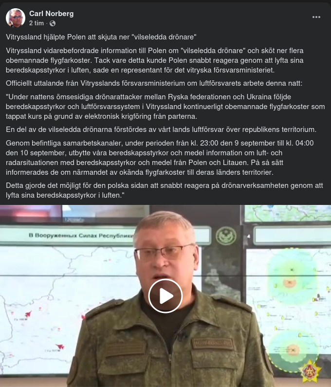 Vitryssland Hjälper Polen Skjuta Ner Drönare På Drift